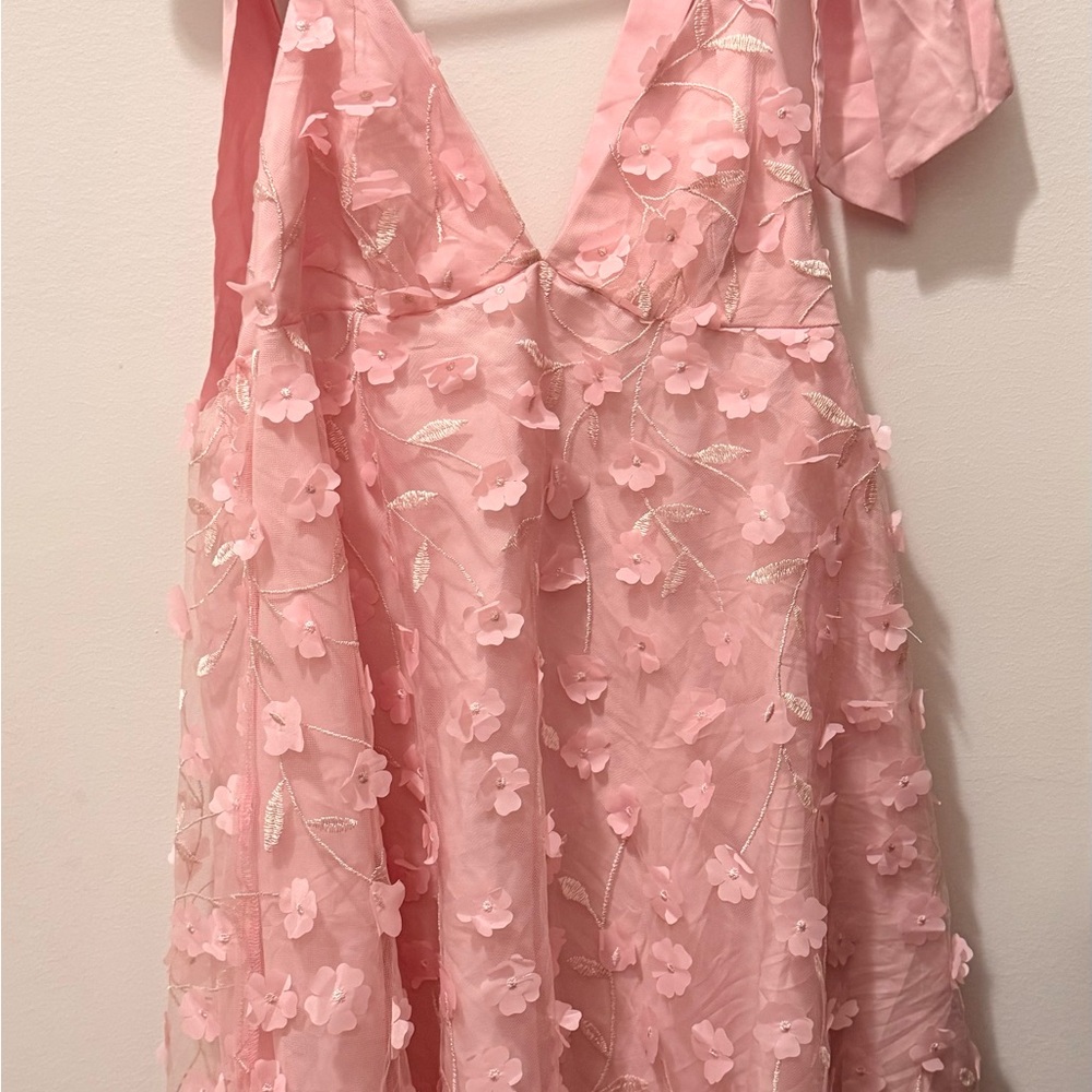 Pink Floral Embroidered Dress